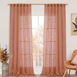 Linen Curtains, 52"x 84", Terracotta
