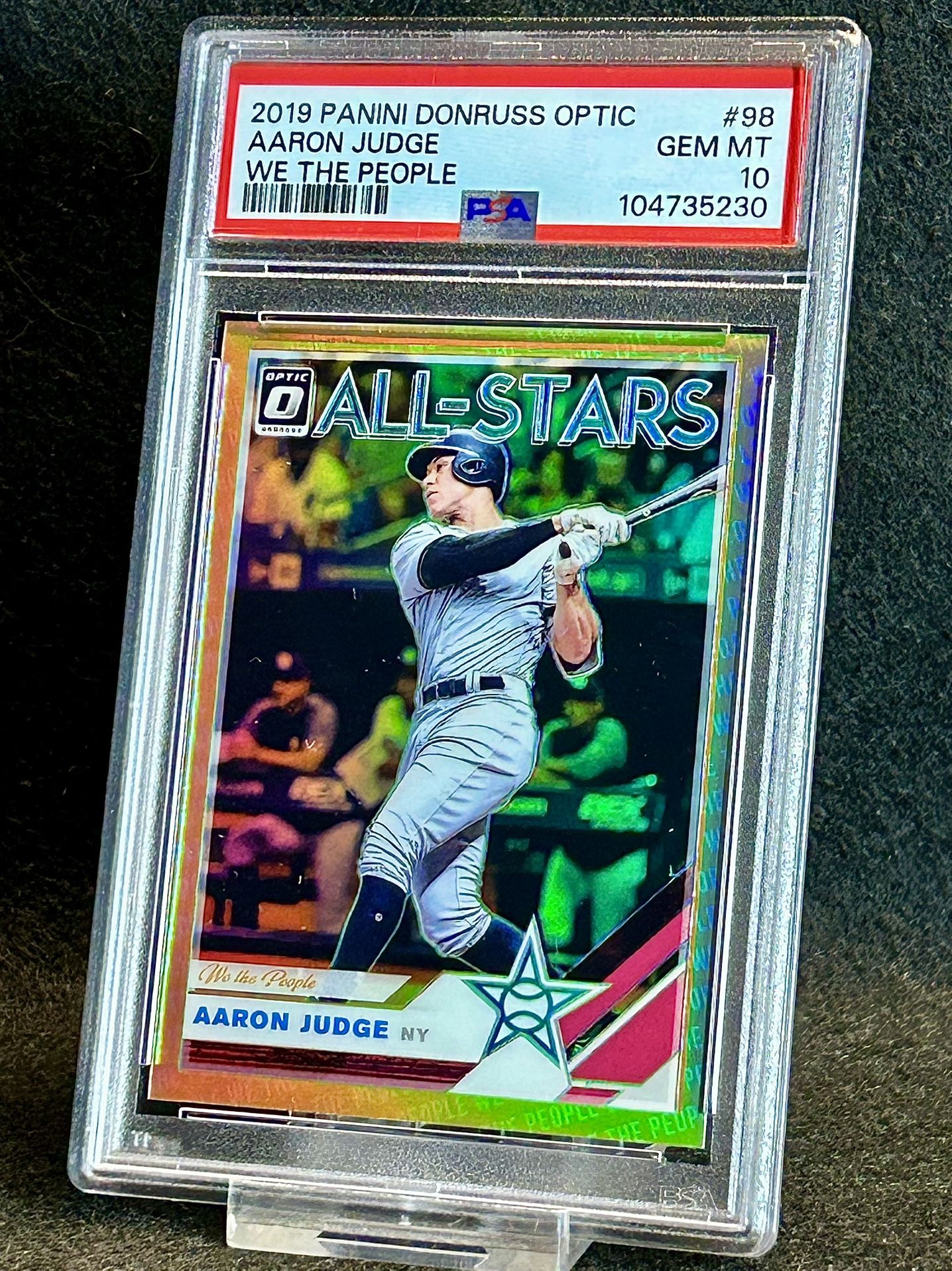 2019 Donruss Optic π₯ Aaron Judge π₯ We The People Prizm 9/76 PSA 10 π Mint Pop 1! - New York Yankees