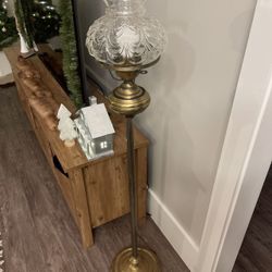 Antique Brass Lamp With Crystal
