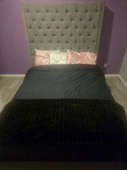 Queen Tufted Wingback Bed Frame