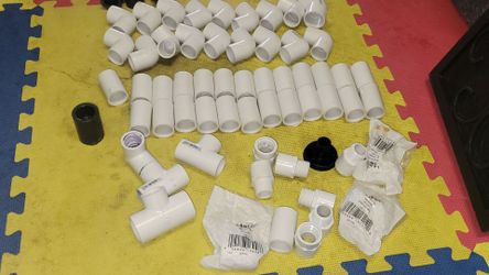 Bulk PVC Pipe Fittings Lot- Various Sizes (Couplings, Elbows, Tees)