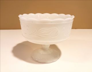 Vintage Milk Glass Footed dish,E.O. Brody