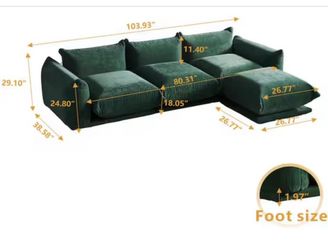 Beautiful shenille Modular couch with ottoman