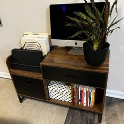 Rustic Brown 39” Filing Cabinet/bookshelf, Office