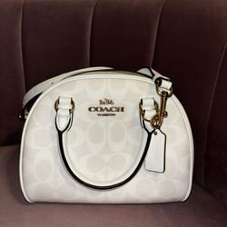 Sydney Satchel in White Signature Canvas 