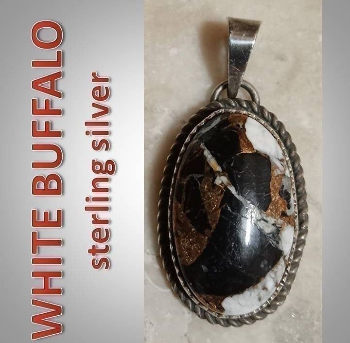 NEW White Buffalo Sterling Silver Pendant