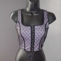 Lilac and black lacey corset tank top size small 
