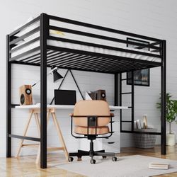 Twin Loft Bed – Heavy Duty Metal Frame – Black