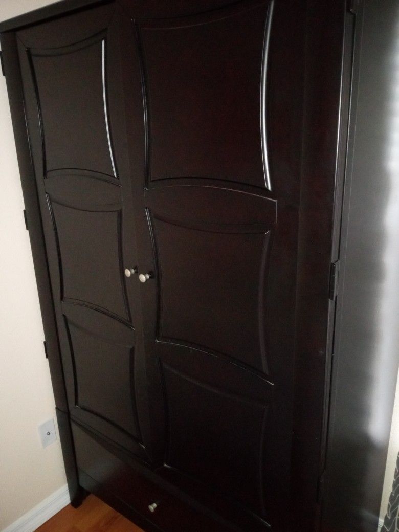 Rich Espresso Solid Wood TV Armoire fits up to a 46" Flat Screen TV