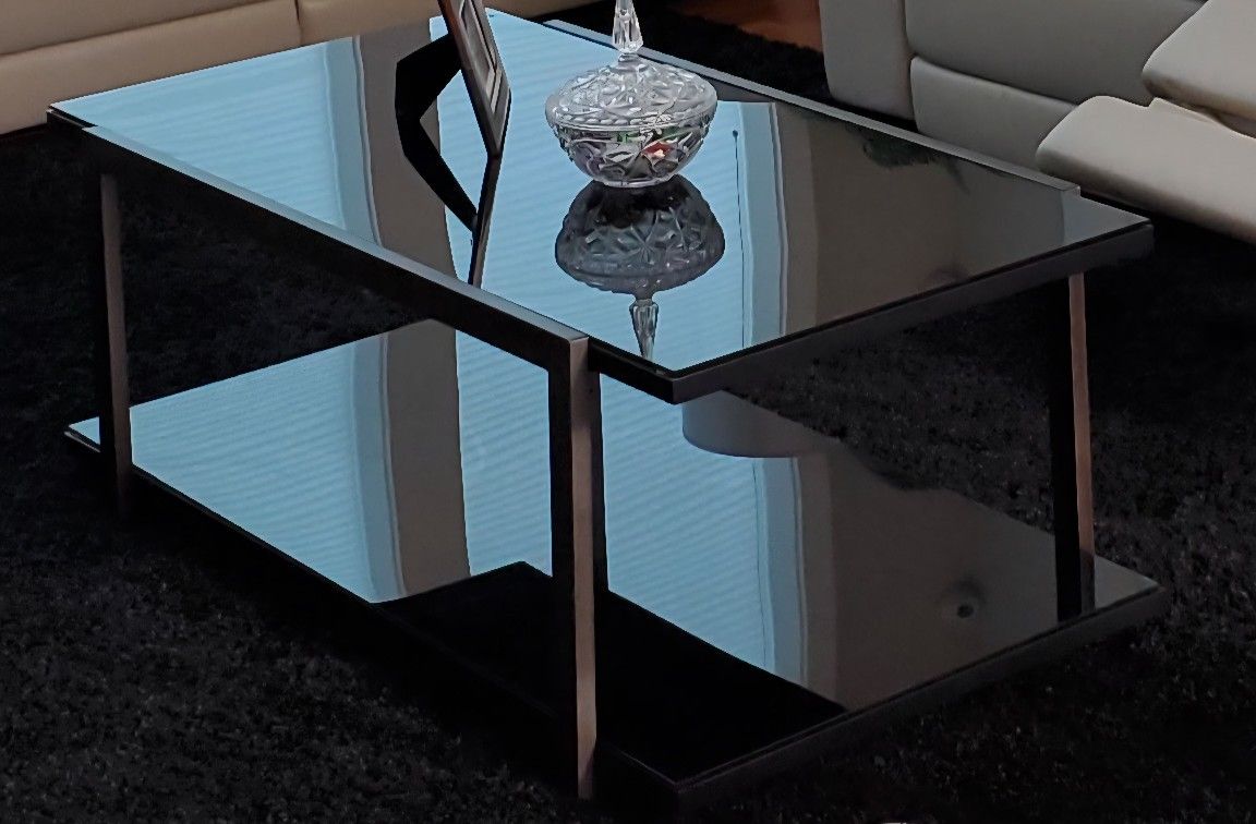 Smoked Glass and Brushed Nichole Coffee Table