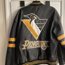 carl banks 93 robo penguins leather jacket