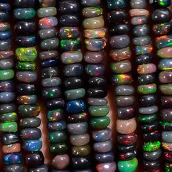Black Ethiopian Opal Gemstone Roundel Shape Smooth Beads 4X4X2mm Strand 15pcs