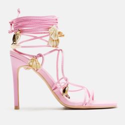 The Sea Wrap Up Heels - Pink