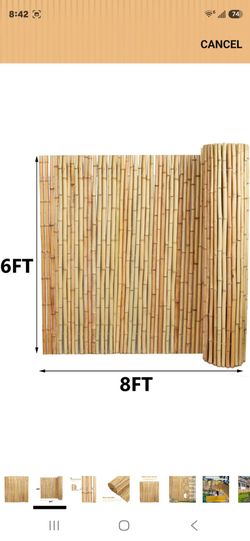 6ft x 8ft Natural Bamboo Fence Roll, Outside Bamboo Privacy Fencing, Natural Privacy Screen Panels for Garden, Outdoor