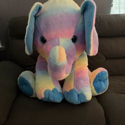 Big Rainbow Elephant Stuffed Animal 