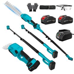 BUYJOY 3-in-1 Cordless Pole Hedge Trimmer Grass Shears 2 Batteries #2612E#2526E T4X2