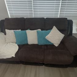 Ashley Signature Earhart Reclining Sofa & Loveseat Set – Console + Cup Holders – $1000 OBO