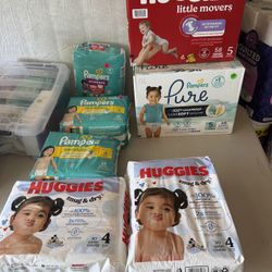 Diapers Size 4, 5, 6; Pampers and Huggies; $7 small packs, $20 for boxes