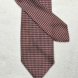 Burgundy, Beige Squares Tie