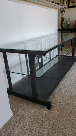 STURDY STEEL AND GLASS entertainment center. No chipped glass, no rust.