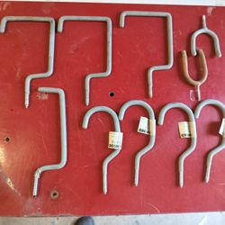 10 various shape and size garage / storage vinyl coated hooks