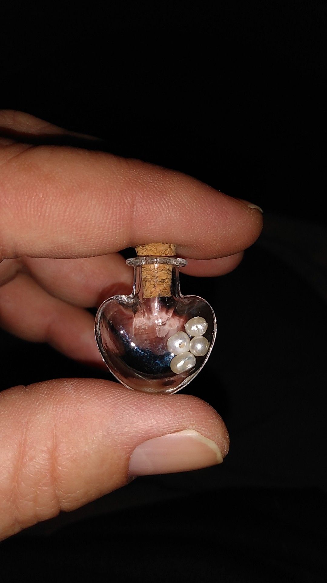 Vintage real MINIATURE PEARLs, with miniature cork glass bottle 👍