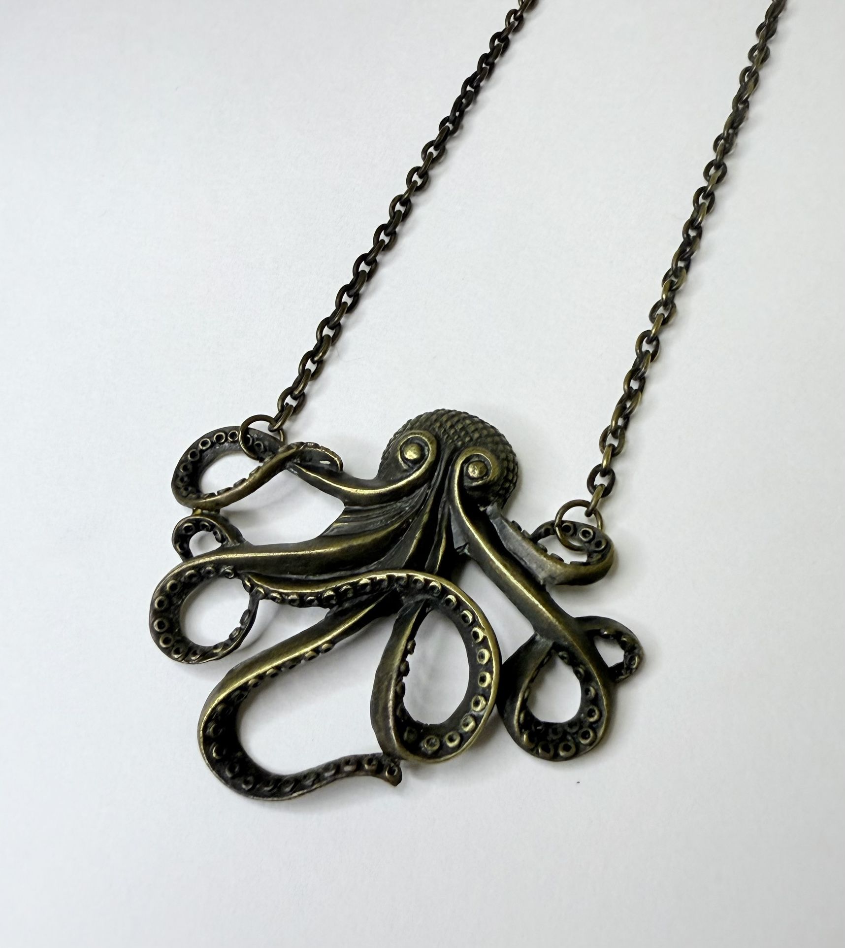 Brass Octopus Pendant Necklace