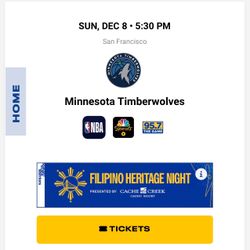 1 Warriors Vs T-wolves Ticket