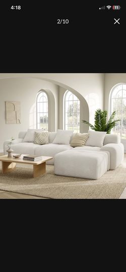 LIKIMIO LumiCord Modular Sectional Sofa with Ottoman, 118" L-Shaped Boneless Couch for Living Room, Oversized Deep Seat with Corduroy Upholstery, No A