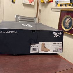 Men’s 10.5M 8” Stealth Boot With Side Zipper. Reebok 