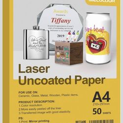 Laser uncoated Transfer Papers 50 Sheets for Pen Printed with Laser Printer Like OKI
