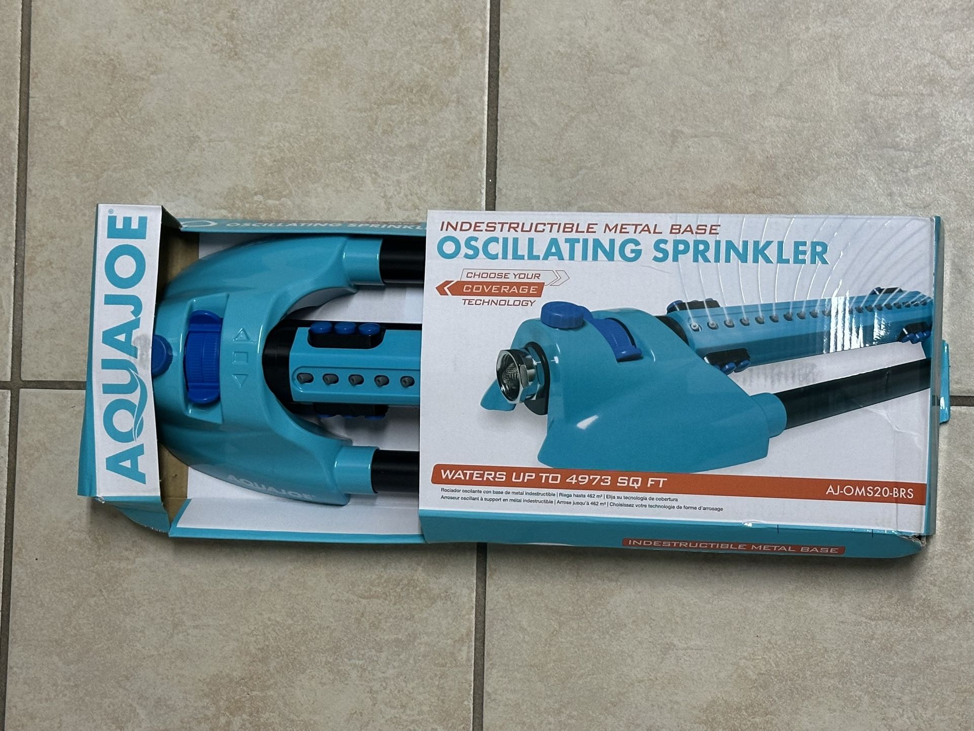 New Aqua Joe Metal Base 4973 Sq Ft Variable Width Turbo Oscillating Lawn Sprinkler