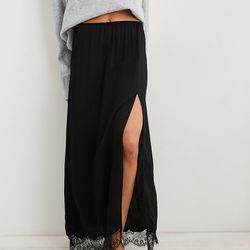 NWT Aerie Black Satin Maxi Skirt size XS
