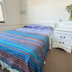 FULL Bed Frame with Headboard and new firm mattress