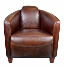 Basel 29" W Top Grain Leather Barrel Chair
