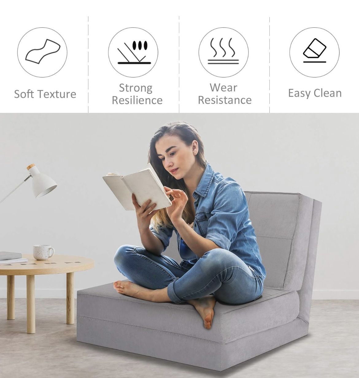 Convertible Sofa Chair - Soft Gray