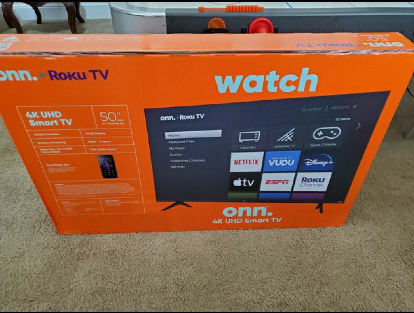 50 inch 4k ultra smart led hdtv built in Roku.... NEW in box and sealed .... NO TRADES