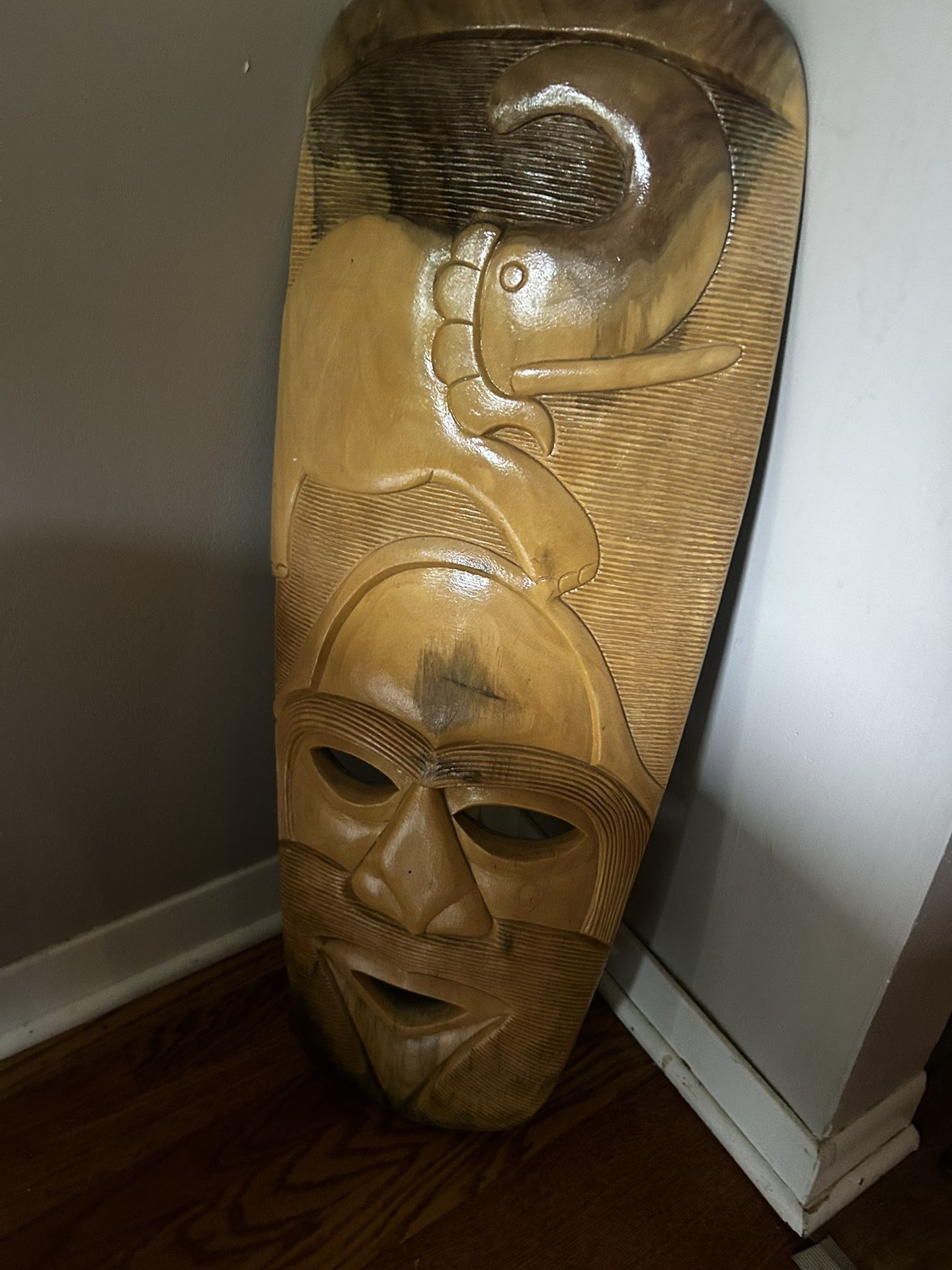 Wooden Hand Carved African Elephant Mask