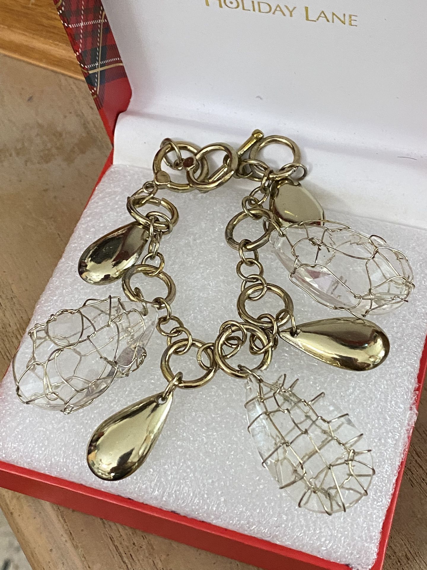 Pulsera Gold Filled Piedras Tejidas Joyería Antigua