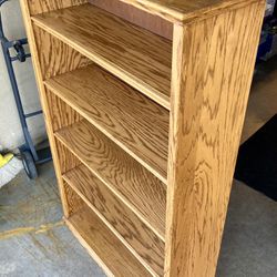 5 Tier Oak Bookcase / Bookshelf / Storage Display Case 