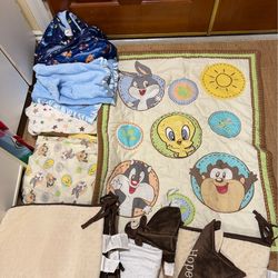 Baby bed sheets, blankets, diaper sheets, pads