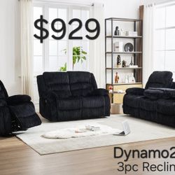 Dynamo2 Onyx 3pc Reclining Set