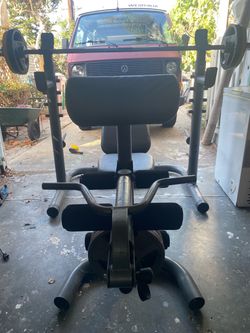 Weight Bench with Barbell Rack and Weights