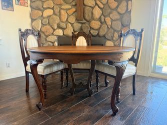Antique Victorian Dining Table and Chair Set