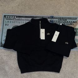 Alo Yoga Black Quaterzip Set 