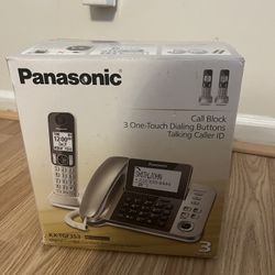 BRAND NEW PANASONIC PHONE SYSTEM.  CORDLESS AND LAND LINE PHONES. LARGE DIGITAL DISPLAY.  SAVE $$$.   ONLY $45 💰💰💰