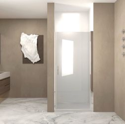 Loheer 28–29” x 72” Chrome Pivot Shower Door – Tempered Glass – Missing Parts