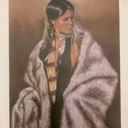 Vintage 1970’s lithograph Native woman “Bia Wa Ja Ches”by Penni Anne Cross