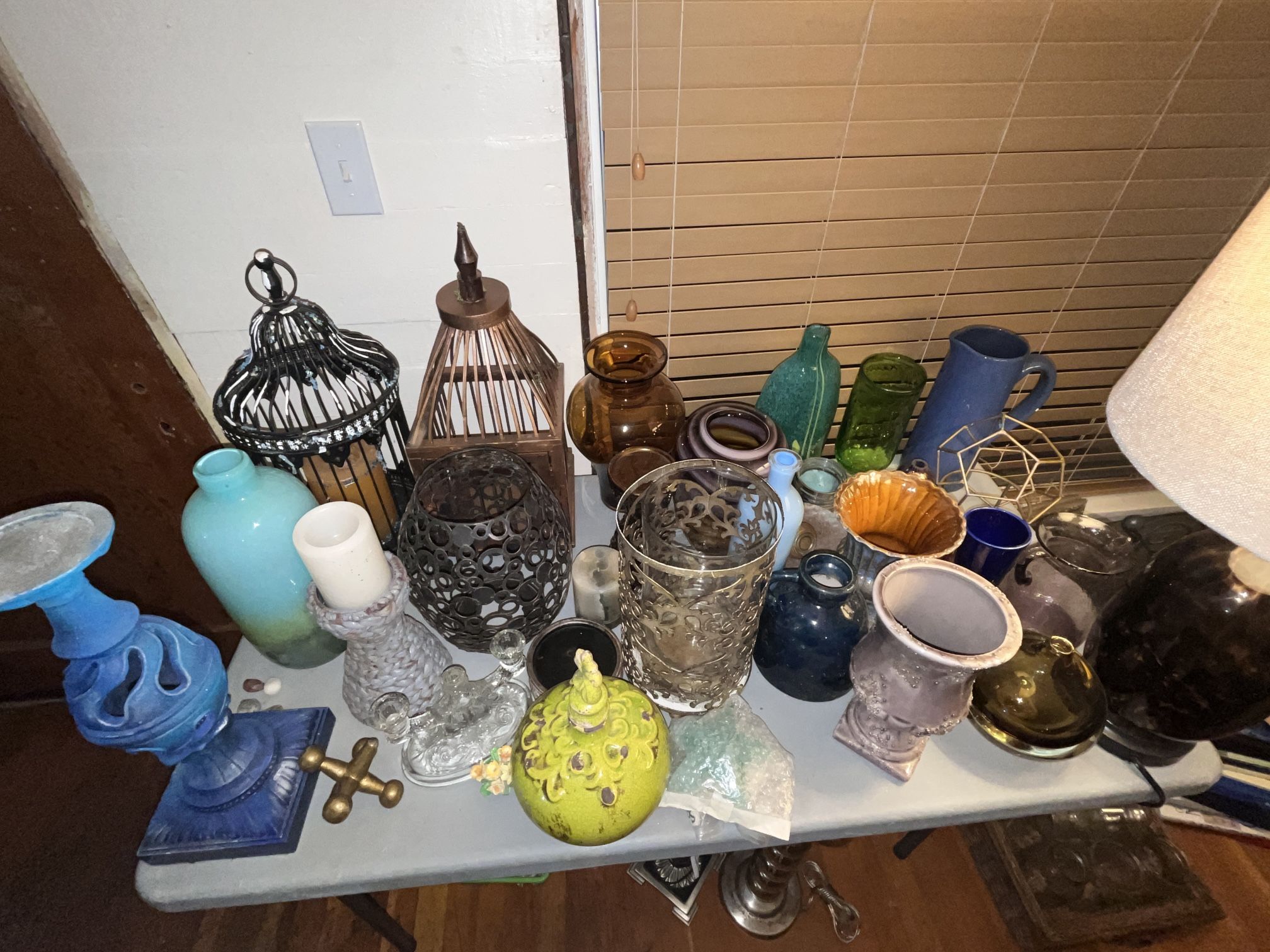 $2 EACH-VASES, DECOR BIRD CAGES, CANDLE HOLDERS