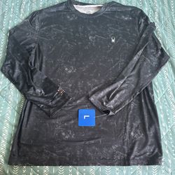 Spyder Rash Guard Shirt Mens Large Long Sleeve Swim Surf Sun Protection  UPF 50+